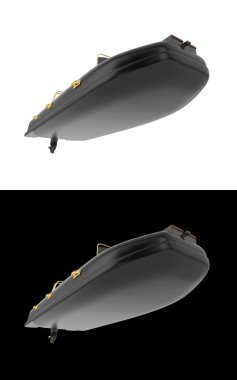 Sancaklar için siyah ve beyaz arka planda izole edilmiş bir tekne. 3d görüntüleme - illüstrasyon