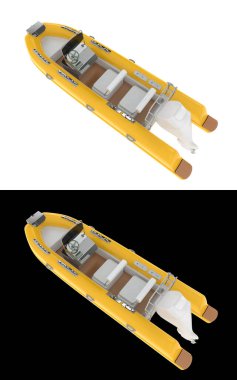 Sancaklar için siyah ve beyaz arka planda izole edilmiş bir tekne. 3d görüntüleme - illüstrasyon