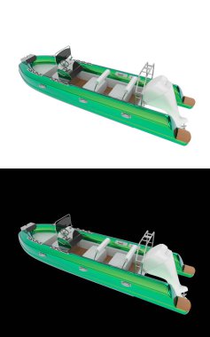 Sancaklar için siyah ve beyaz arka planda izole edilmiş bir tekne. 3d görüntüleme - illüstrasyon