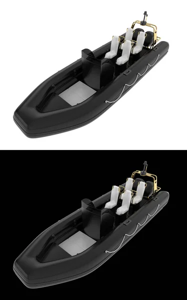 Лодка Изолирована Белом Черном Фоне Баннеров Рендеринг Иллюстрация — стоковое фото