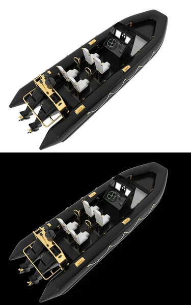 バナーのための白と黒の背景に隔離されたボート 3Dレンダリング イラスト — ストック写真