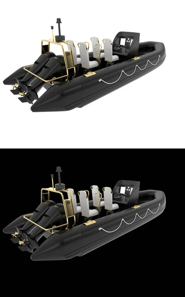Лодка Изолирована Белом Черном Фоне Баннеров Рендеринг Иллюстрация — стоковое фото