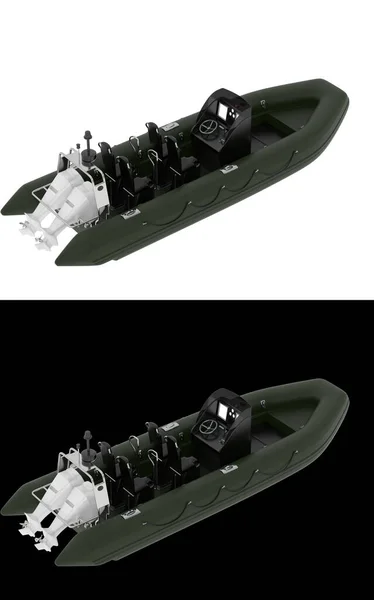 Csónak Elszigetelt Fehér Fekete Háttér Bannerek Renderelés Illusztráció — Stock Fotó