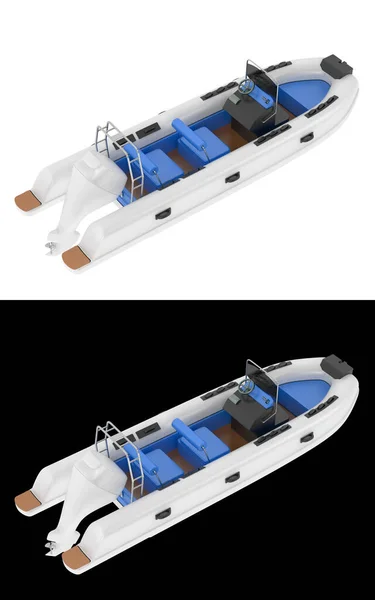 船隔离在白色和黑色背景为横幅 3D渲染 — 图库照片