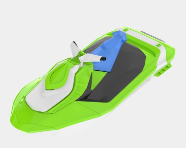Jet ski afişler için siyah ve beyaz arka planda izole edildi. 3d görüntüleme - illüstrasyon