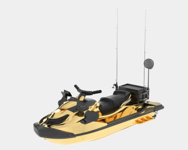 Jet ski afişler için siyah ve beyaz arka planda izole edildi. 3d görüntüleme - illüstrasyon