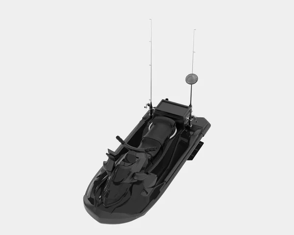 バナー用の白と黒の背景に隔離されたジェットスキー 3Dレンダリング イラスト — ストック写真