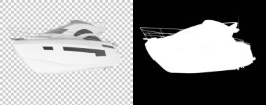 Maskeyle izole edilmiş lüks bir yat. 3d görüntüleme - illüstrasyon