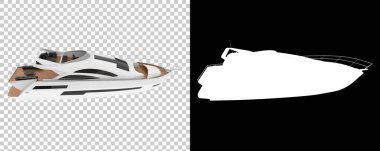 Maskeyle izole edilmiş lüks bir yat. 3d görüntüleme - illüstrasyon