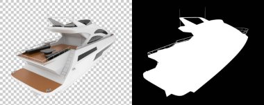 Maskeyle izole edilmiş lüks bir yat. 3d görüntüleme - illüstrasyon