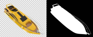 Maskeyle izole edilmiş lüks bir yat. 3d görüntüleme - illüstrasyon