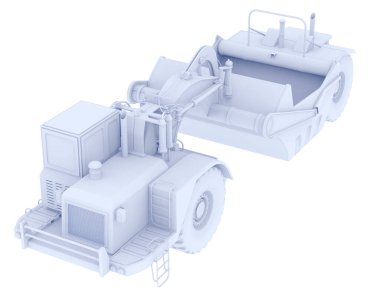 Arka planda tekerlek traktör kazıyıcısı var. 3d görüntüleme - illüstrasyon