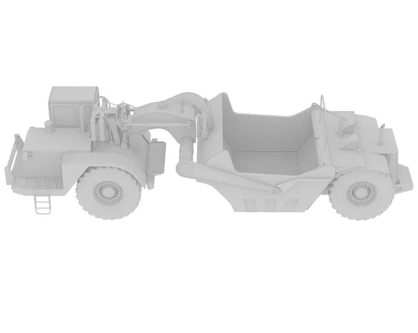 车轮拖拉机刮板隔离在背景上 3D渲染 — 图库照片