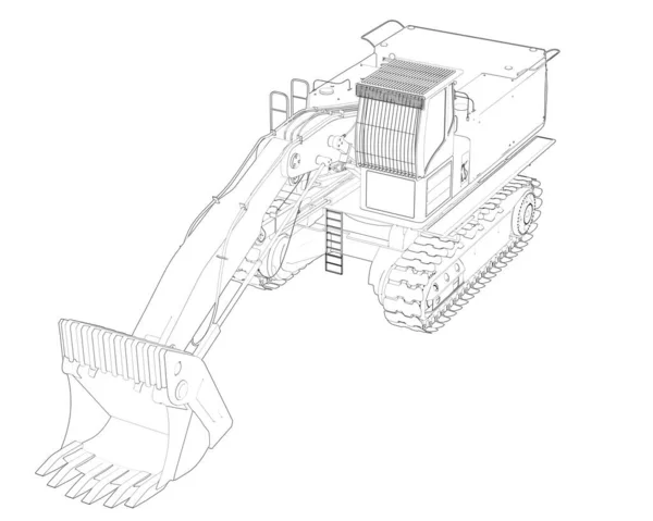 Excavadora Aislada Sobre Fondo Representación Ilustración —  Fotos de Stock