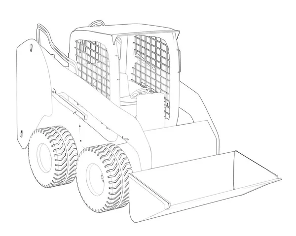 Skid Steer Loader Isolato Sfondo Rendering Illustrazione — Foto Stock