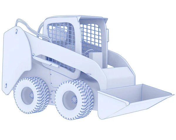 Skid Steer Loader Isolato Sfondo Rendering Illustrazione — Foto Stock