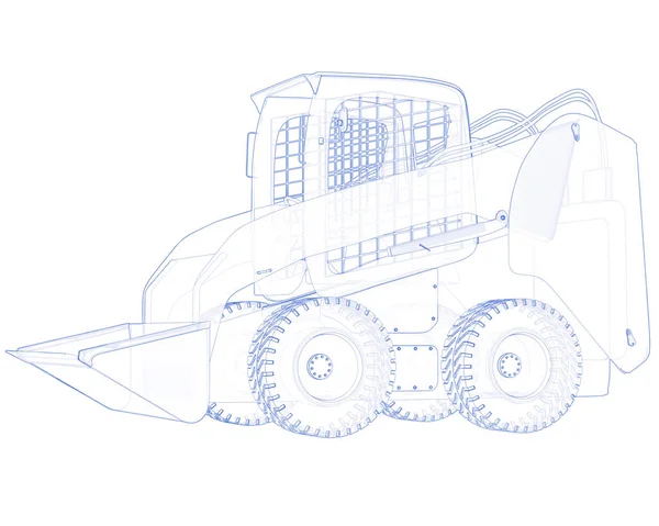 Skid Steer Loader Isolato Sfondo Rendering Illustrazione — Foto Stock