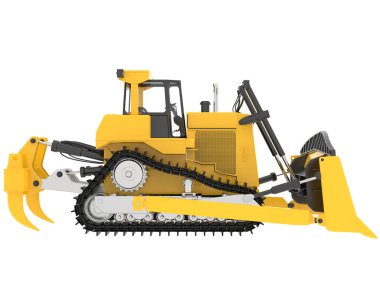 Buldozer arka planda izole edildi. 3d görüntüleme - illüstrasyon