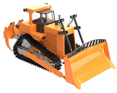 Buldozer arka planda izole edildi. 3d görüntüleme - illüstrasyon