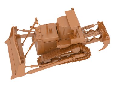 Buldozer arka planda izole edildi. 3d görüntüleme - illüstrasyon