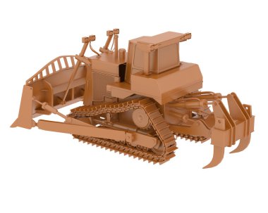 Buldozer arka planda izole edildi. 3d görüntüleme - illüstrasyon