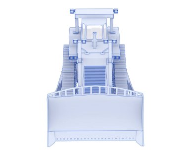 Buldozer arka planda izole edildi. 3d görüntüleme - illüstrasyon