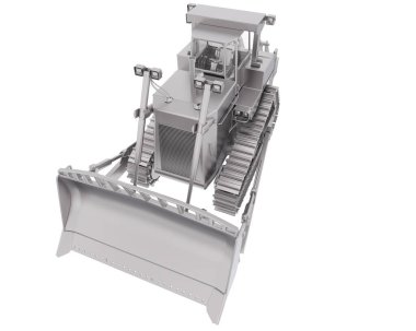 Buldozer arka planda izole edildi. 3d görüntüleme - illüstrasyon