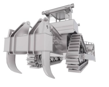 Buldozer arka planda izole edildi. 3d görüntüleme - illüstrasyon