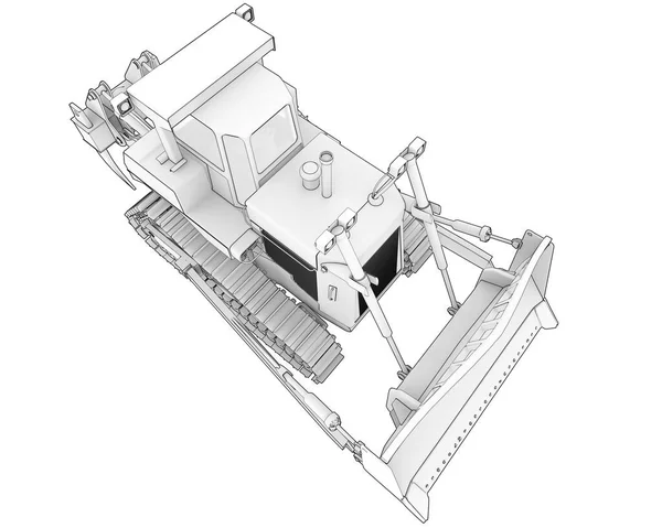 Bulldozer Isolerad Bakgrunden Återgivning Illustration — Stockfoto