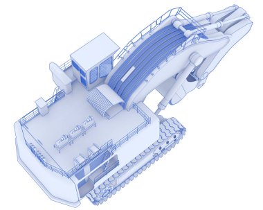 Kazıcı arka planda izole edildi. 3d görüntüleme - illüstrasyon
