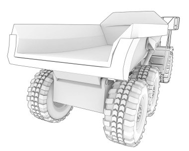 Articulated dump truck isolated on background. 3d rendering - illustration