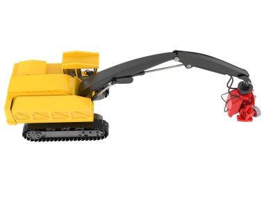 Tree cutting machine isolated on background. 3d rendering - illustration