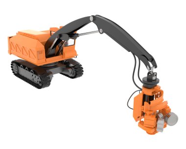 Tree cutting machine isolated on background. 3d rendering - illustration