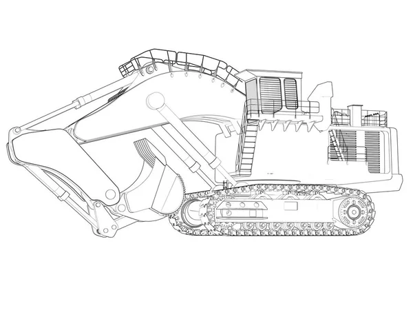 Excavadora Aislada Sobre Fondo Representación Ilustración —  Fotos de Stock