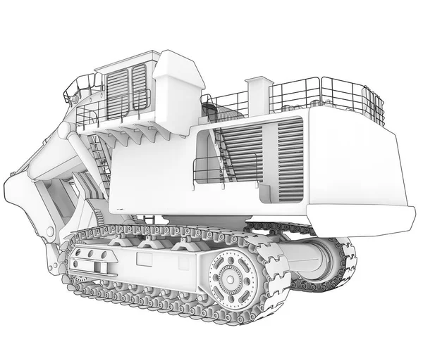 Excavadora Aislada Sobre Fondo Representación Ilustración —  Fotos de Stock