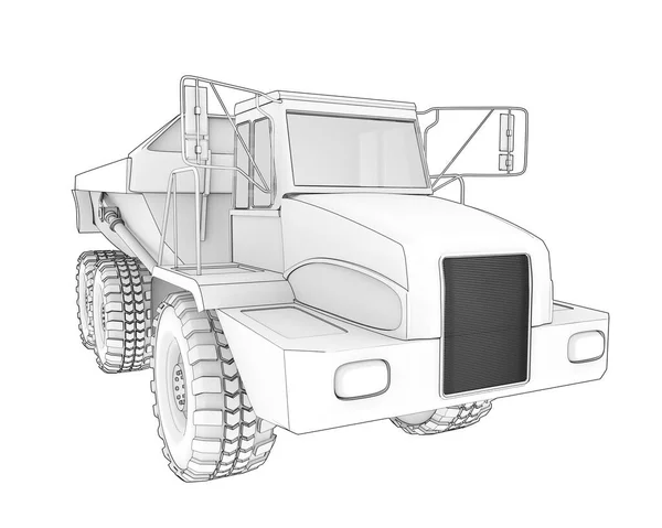 Articulated Dump Truck Isolated Background Rendering Illustration — Stockfoto