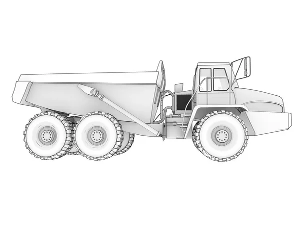 Articulated Dump Truck Isolated Background Rendering Illustration — Stok fotoğraf