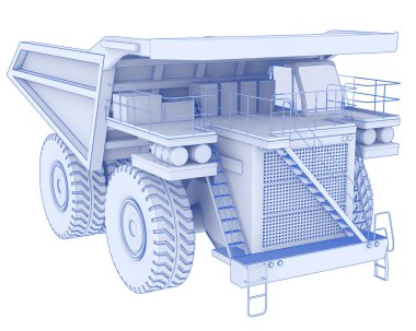 Mining truck isolated on background. 3d rendering - illustration