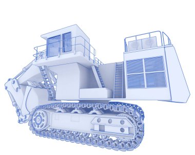 Kazıcı arka planda izole edildi. 3d görüntüleme - illüstrasyon