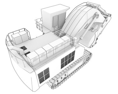 Kazıcı arka planda izole edildi. 3d görüntüleme - illüstrasyon