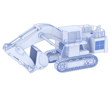 Kazıcı arka planda izole edildi. 3d görüntüleme - illüstrasyon