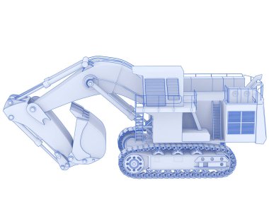 Kazıcı arka planda izole edildi. 3d görüntüleme - illüstrasyon