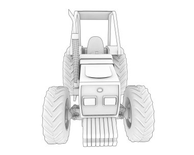 Tractor isolated on background. 3d rendering - illustration