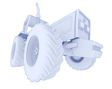 Tractor isolated on background. 3d rendering - illustration