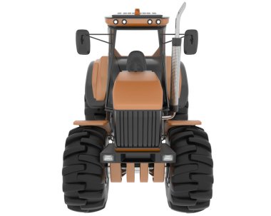 Arka planda büyük bir tarım aracı var. 3d görüntüleme - illüstrasyon