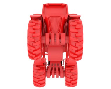 Arka planda büyük bir tarım aracı var. 3d görüntüleme - illüstrasyon
