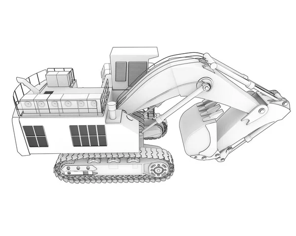 Escavatore Isolato Sfondo Rendering Illustrazione — Foto Stock