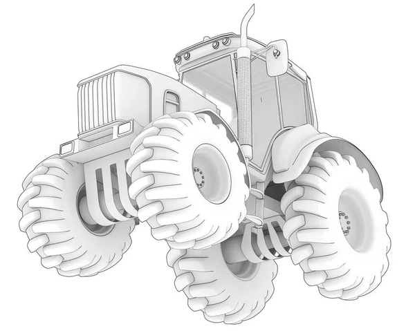 Big Farming Vehicle Isolated Background Rendering Illustration — 图库照片