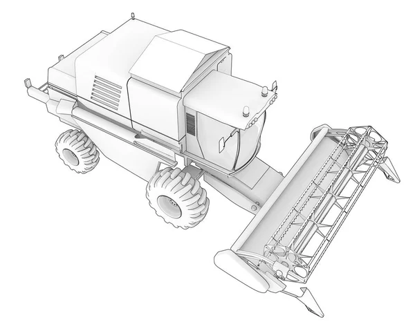 Kombajn Odizolowany Tle Renderowanie Ilustracja — Zdjęcie stockowe