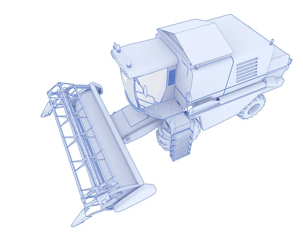 Kombajn Odizolowany Tle Renderowanie Ilustracja — Zdjęcie stockowe